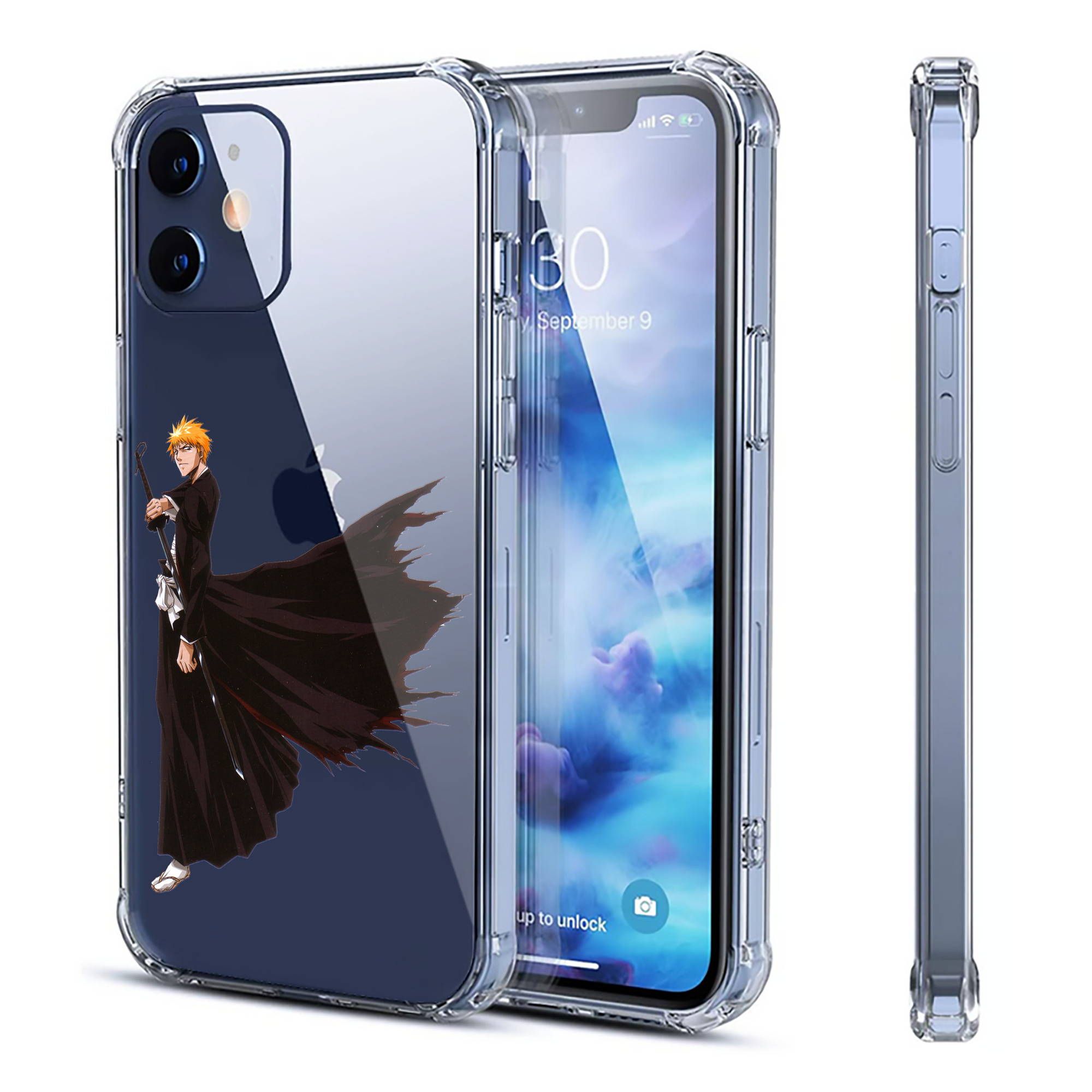 ブリーチ 黒崎一護（くろさき いちご）BLEACH Kurosaki Ichigo 【iPhone 12シリーズ対応】透明スマホケース（クリアソフトケース）
